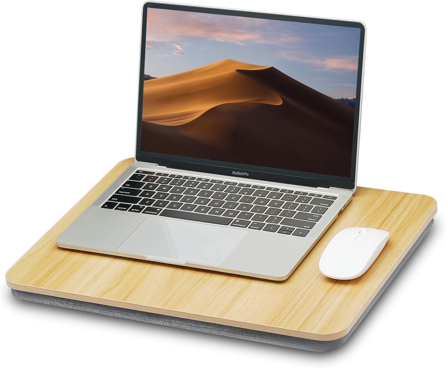 Portable Lap Laptop Desk with Pillow Cushion, Fits up to 15.6 inch Laptop, Lap Stand for Bed & Couch & Carpet, Book Tablet/Drawing Board/Computer Laptop Stand - Light Brown Wood