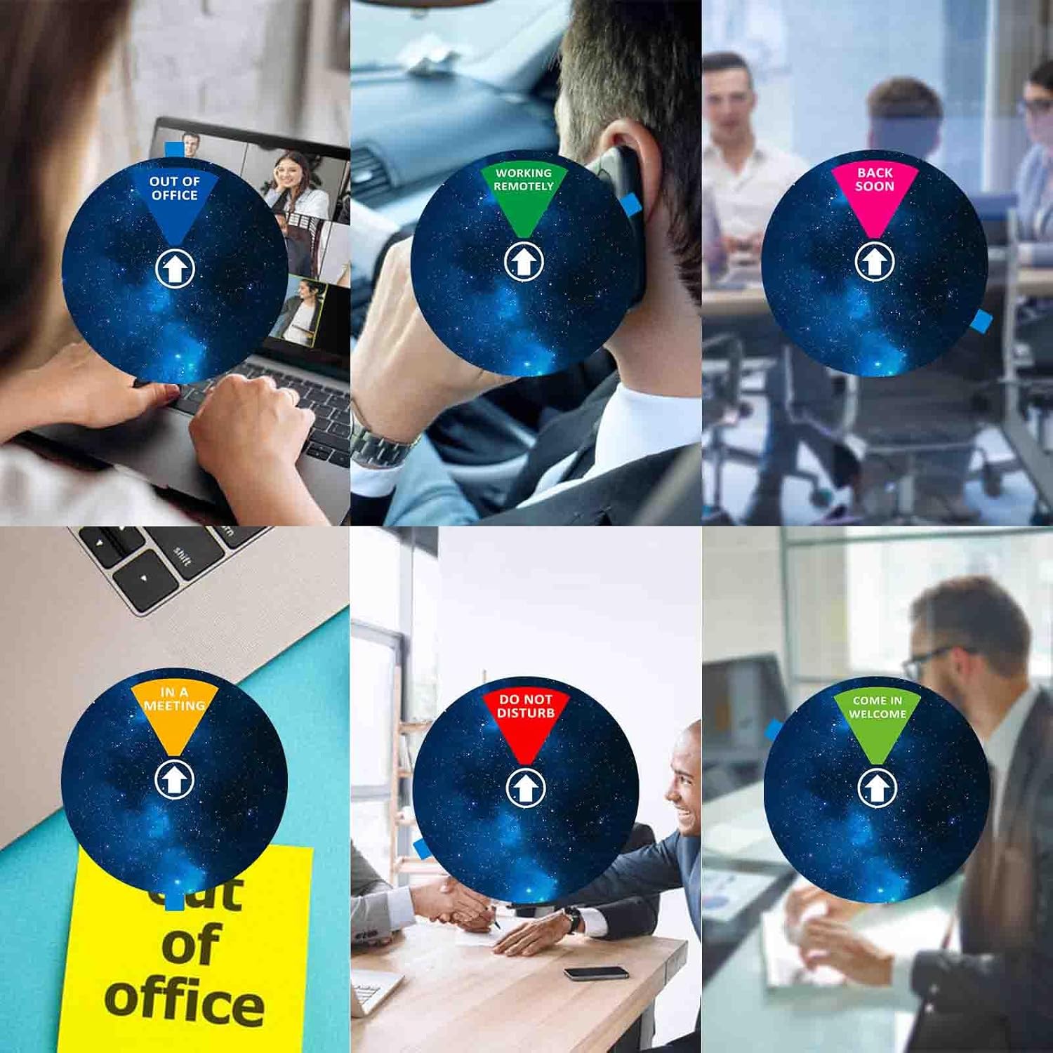 Office Door Sign,Do Not Disturb/Come in Welcome/Out of Office/in a Meeting/Back Soon/Working Remotely Sign, Privacy Door Indicator That Lets Others Know Whether You're Available Or Not (6inch,Dark Blue)
