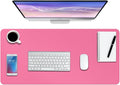 Boutilon Leather Desk Pad Protector,Non-Slip Mouse Pad,Laptop Desk Pad,Office Mouse Mat,Waterproof Leather Desk Blotter,Desk Writing Pad for Office and Home (XL-Rose Pink,35.4"x 15.7")