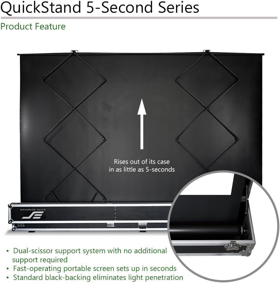Elite Screens QuickStand 5-Second Series, 150-INCH 16:9, Manual Pull Up Projector Screen, Movie Home Theater 8K / 4K Ultra HD 3D Ready, 2-YEAR WARRANTY, QS150HD