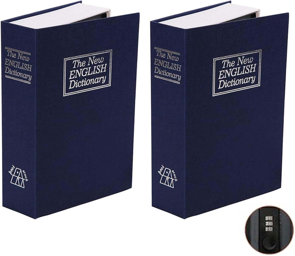 SEPOX® Twins Safe Book Lock Box, Safe Box with Premium Combination Lock - Dorm-safe & Versatile - Authentic Paper Cover - Sturdy Steel Interior - Storage for Cash & Valuables 2pcs Pack of Large Book