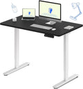 FLEXISPOT E3 Dual Motor Electric Standing Desk 48x30 Inch Whole-Piece Board Height Adjustable Electric Sit Stand Desk (White Frame + Black Desktop, 2 Packages)