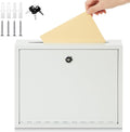 Metal Donation Box Suggestion Box with Slot and Lock-Cash for Money-Waterproof Drop Comment and Ballot Voting for Easy Wall mounting(White,12 x 10 x 3 Inches