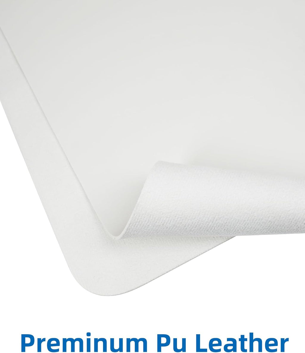 Leather Desk Pad Blotter,Mouse Pad,Office Desk Mat, Non-Slip PU Leather Desk mat,Large Desk mat,Waterproof Keyboard mat for Office/Home/Decor (Ivory White,35" x 17")