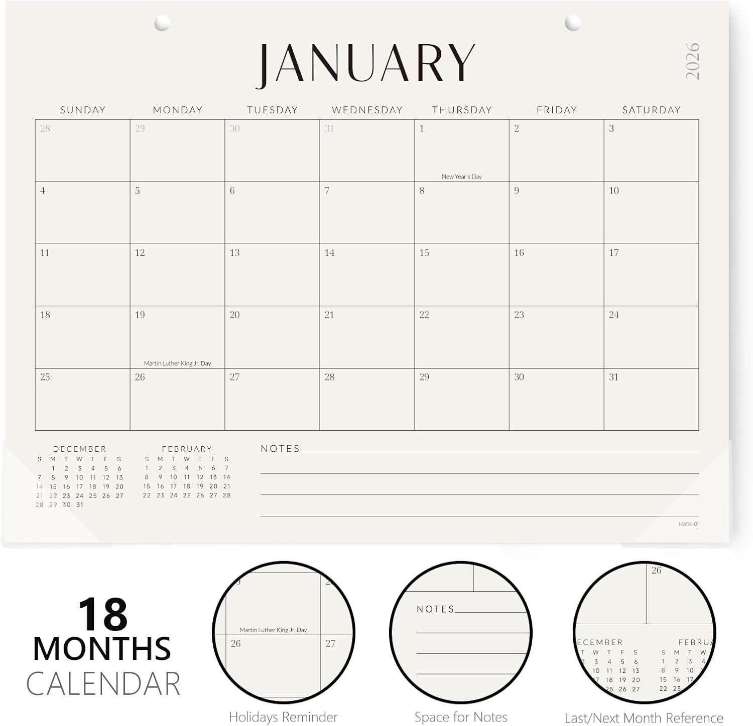 Jotsome Desk Calendar 2025-2026, Desk Pad Calendar From Now to December 2026 14x10.5 inch, Desk Blotter Calendar for Home and Office, Easy Planning