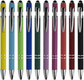 10-Pack Ballpoint Pens with Stylus Tip, Black Ink, 1.0mm Medium Point, Matte Metal Barrel, Assorted Colors – Soft Touch Grip for Office, School