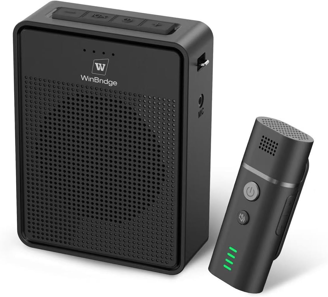 Wireless Voice Amplifier with Bluetooth Lavalier Microphone, Professional Noise Reduction Portable Microphone with Speaker, Mini Megaphone with Clip on/Lapel Mic for Teachers Classroom Tour Guide B006