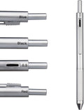 DUNBONG 4 in 1 Multicolor pen, Metal Cased Multifunction Pen, 0.5mm Mechanical Pencil, Red Ball Pen, Blue Ball Pen and Black Ball Pen (Silver)