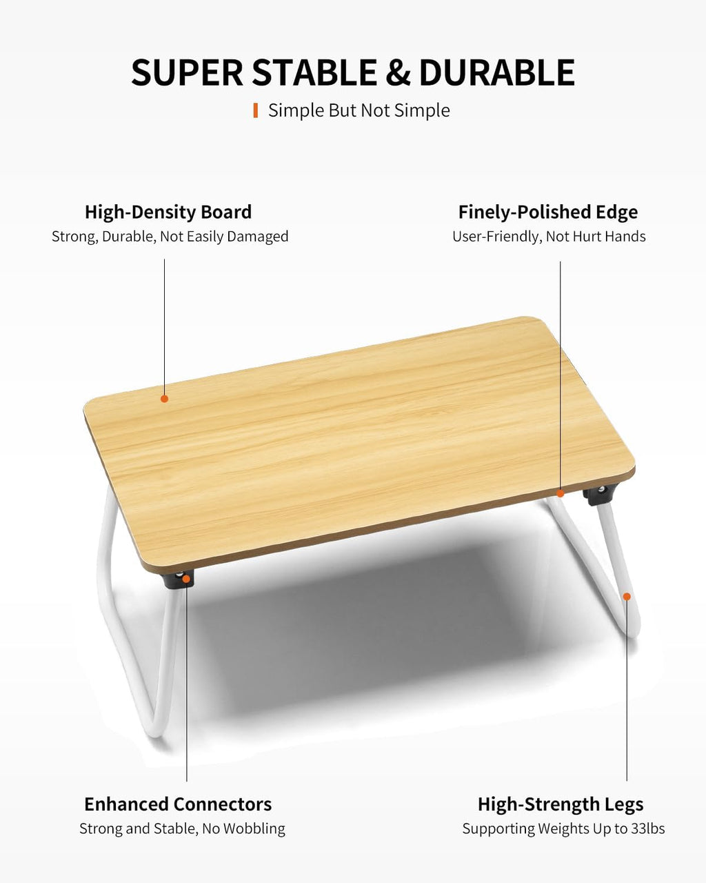 Foldable Lap Desk, Laptop Bed Desk, Portable Bed Table, Laptop Stand for Bed & Couch, Lightweight & Mini - Oak