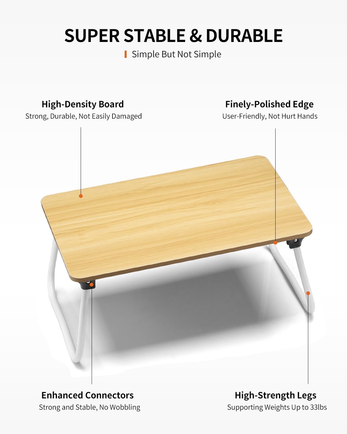 Foldable Lap Desk, Laptop Bed Desk, Portable Bed Table, Laptop Stand for Bed & Couch, Lightweight & Mini - Oak