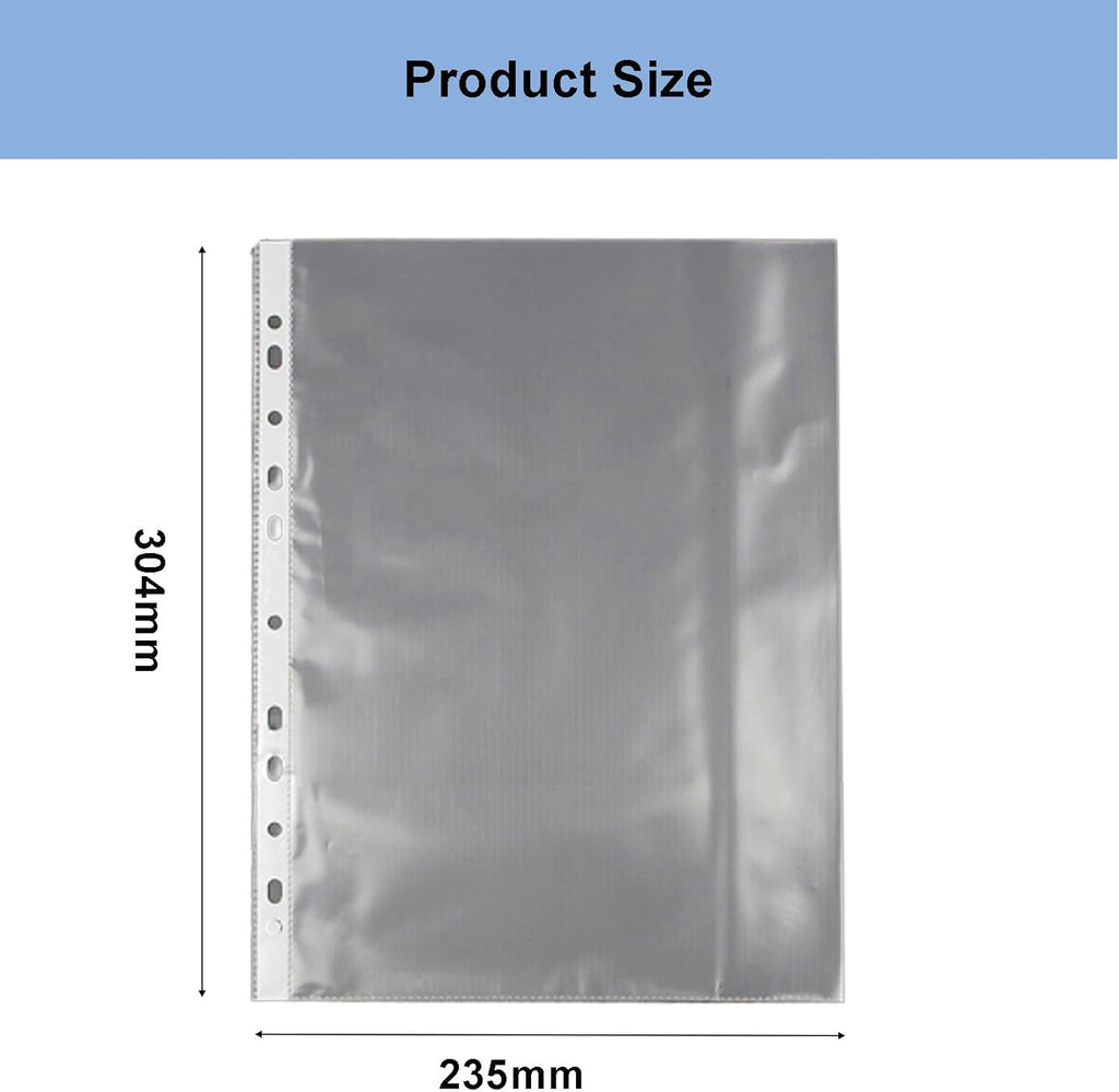 A4 Punched Pocket, Sheet Protectors, 100 Pages Clear Sheet Protectors for Binders, Heavy Duty Plastic Page Protectors Sheet Reinforced 11-Hole, Top Loading Paper Protector for Home, Office