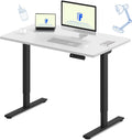 FLEXISPOT E3 Dual Motor Electric Standing Desk 48x30 Inch Whole-Piece Board Height Adjustable Electric Sit Stand Desk (Black Frame + White Desktop, 2 Packages)