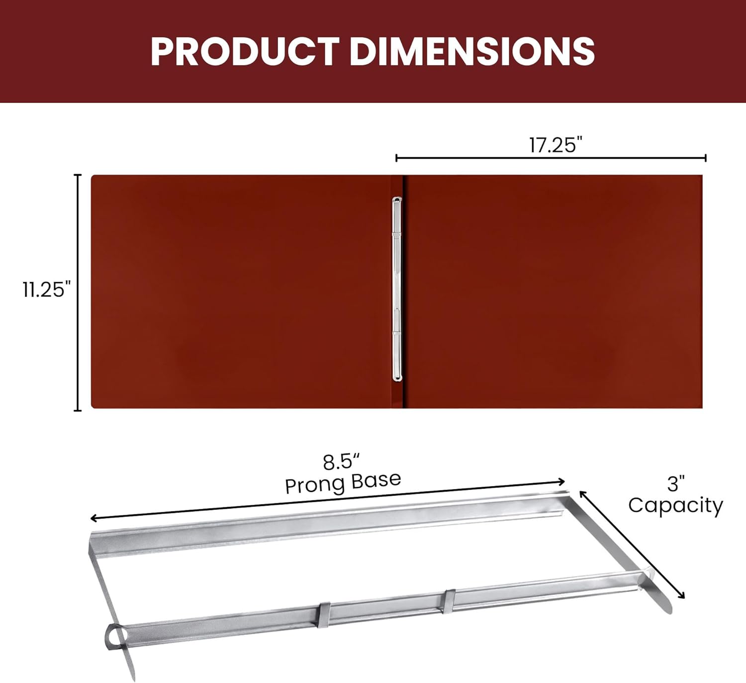 Performore 10 Pack of 11x17 Inch Landscape Pressboard Presentation Binder Folder, Red Fiberboard Report Cover with Metal Prong Paper Fastener for Document Storage, Proposals, Transcripts
