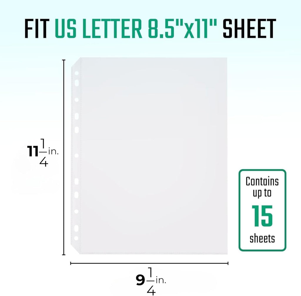 200 Pack, 8.5 x11 Clear Sheet Protectors, Non-Glare, Extra Heavy Duty Page Protectors for 3 Ring Binder, Top Loading Plastic Sleeves