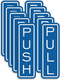 All Quality Classic Vertical Push Pull Door Signs - Great for Glass Doors | Professional Looking Signs | Easy Installation Includes Double-Sided Foam Adhesive Tape (Blue) - Small (5 Pack)