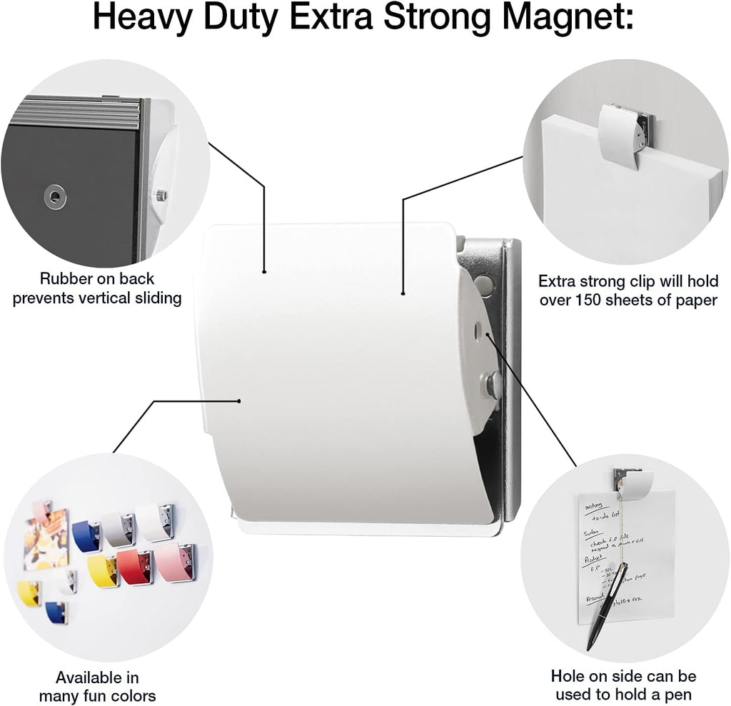 Plus Extra Strong Magnetic Clips, Large White, 3-Pack