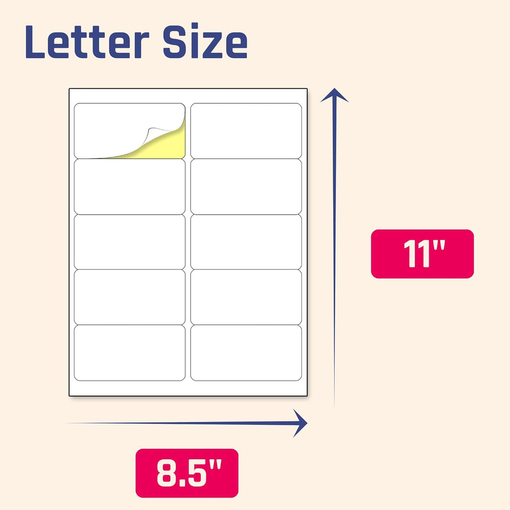(2" x 4") 200 Sheets, Printable White Sticker Labels, Laser/Inkjet Printing - Matte, 10 per Page