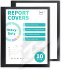 Binditek 10 Pack Heavy-Duty Clear Front Report Covers with 3 Prongs, 100-Sheet Capacity, Plastic Report Folder with Black Back Covers, 3 Metal Prongs Fasteners, for Letter Size, Office Supplies