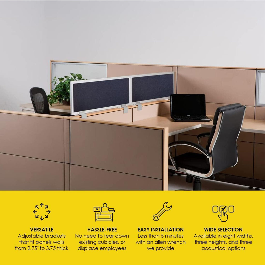 OBEX Acoustical Cubicle Privacy Screen Extender Desk Panel & Office Divider, Add Separation & Block Noise, 12" x 42", Overcast