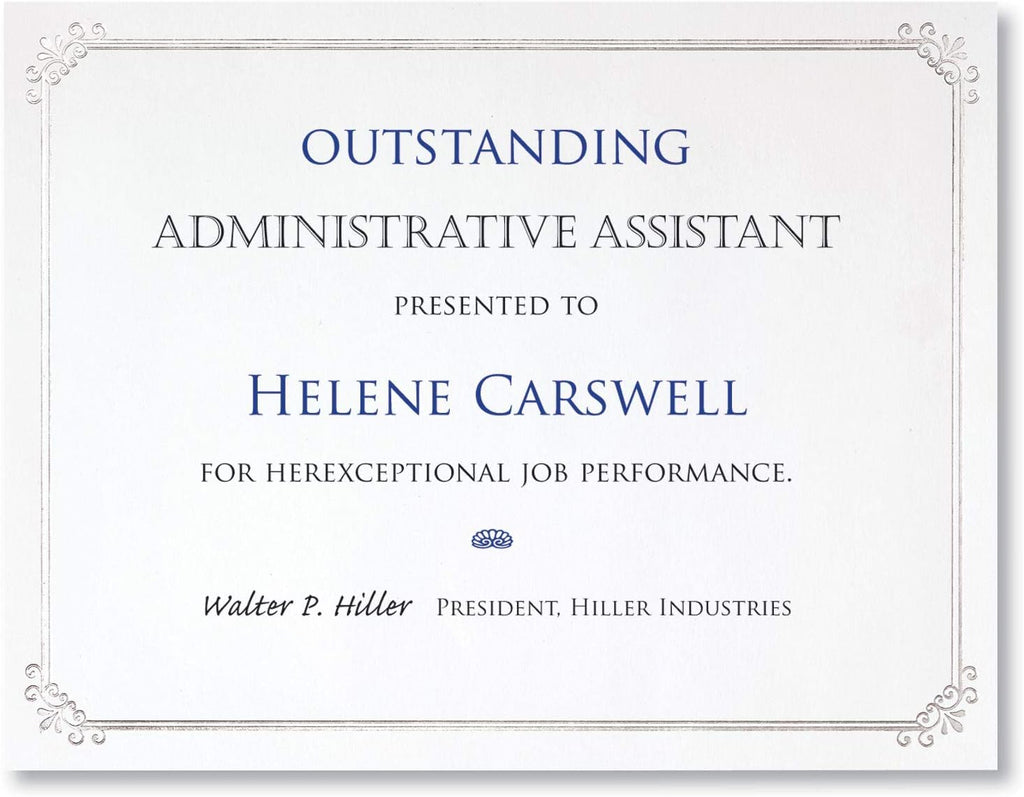 PaperDirect Silver Foil on White Simple Border Specialty Certificates, 8½ x 11, 50 Count, Certificates And Awards Paper, For School, Work, Diplomas & Award Certificates