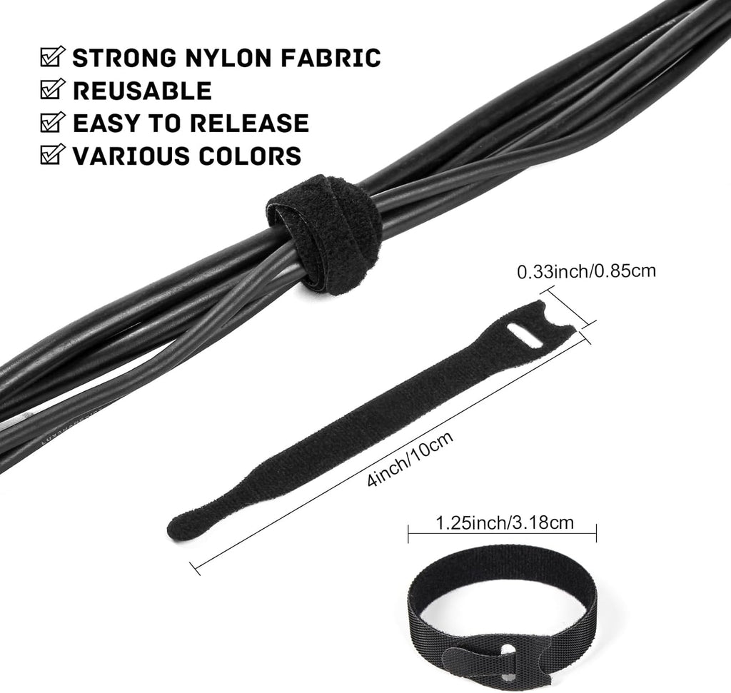OneLeaf 180PCS Valuable Wire Organizer 4Inch Reusable Cable Ties with Hook and Loop, Colorful Fastening Cord Ties Wire Management for Home, Office, Data Centers, and Electronics, 5 colors