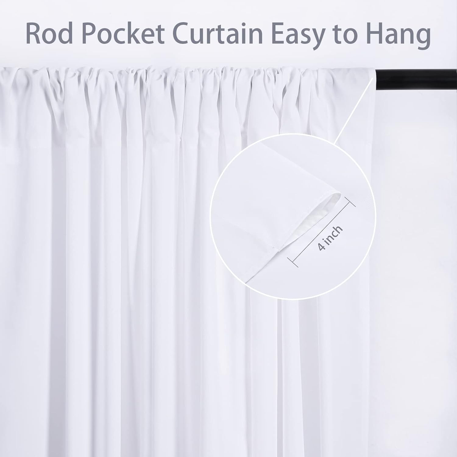 White Backdrop Curtains 30ft x 10ft: Polyester Photography Backdrop Drapes - Wedding Party Photo Shoot Background 6 Panels 5x10ft
