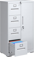 4 Drawer Filing Cabinet with Lock, Metal Storage Locker Cabinets for Home Office, File Cabinet for Hanging File Folders Letter/Legal/A4/F4 Size Documents, Assembly Required