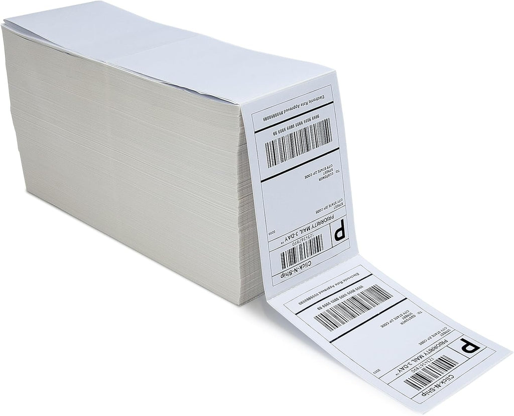 L LIKED 2500 Fanfold 4" x 6" Direct Thermal Labels, with Perforated line for Thermal Printers - Compatible with Zebra & Rollo Printer (4" x 6" - 2500 Labels)