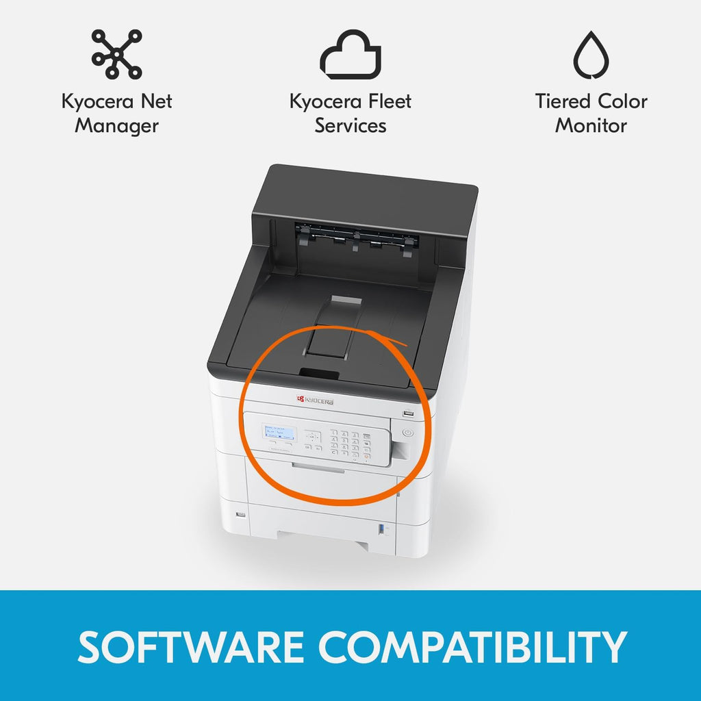 KYOCERA ECOSYS PA4000cx Color Laser Printer 42 ppm, 1200 dpi, Gigabit Ethernet, 5 Line LCD with Hard Key Control Panel, 650 Sheet Capacity