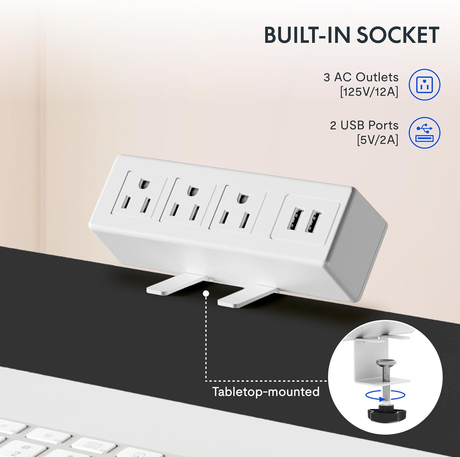 FLEXISPOT EN2 Whole-Piece Standing Desk with Clamp Power Strip, 48 x 30 Electric Stand Up Height Adjustable Desk with Cable Management (White Frame + 48" Gray Wood Grain, 2 Packages)
