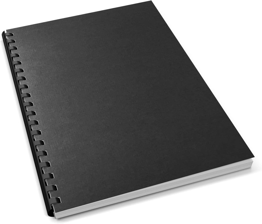 Binditek 100 Pack 13 Mil Slight Linen-Texture Paper Binding Presentation Covers, 90lb, for Business Documents, School Projects, 8-1/2 x 11", Un-Punched, Black