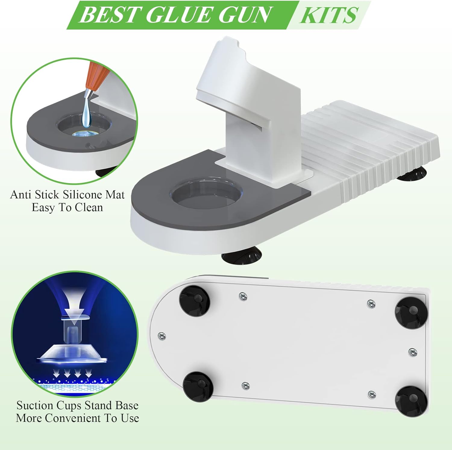 Hot Glue Gun Kit, MONVICT 40W Mini Glue Gun with Fine Tip & 30 Glue Sticks, Suction Cups Stand & Anti Stick Silicone Mat, On/Off Switch Design for DIY, Crafts, Home School Project…