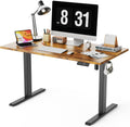 48x24 Inches Whole Piece Electric Standing Desk, Seamless One Piece Height Adjustable Sit to Stand up Desk for Home Office, Ergonomic Computer Workstation, Rustic Brown