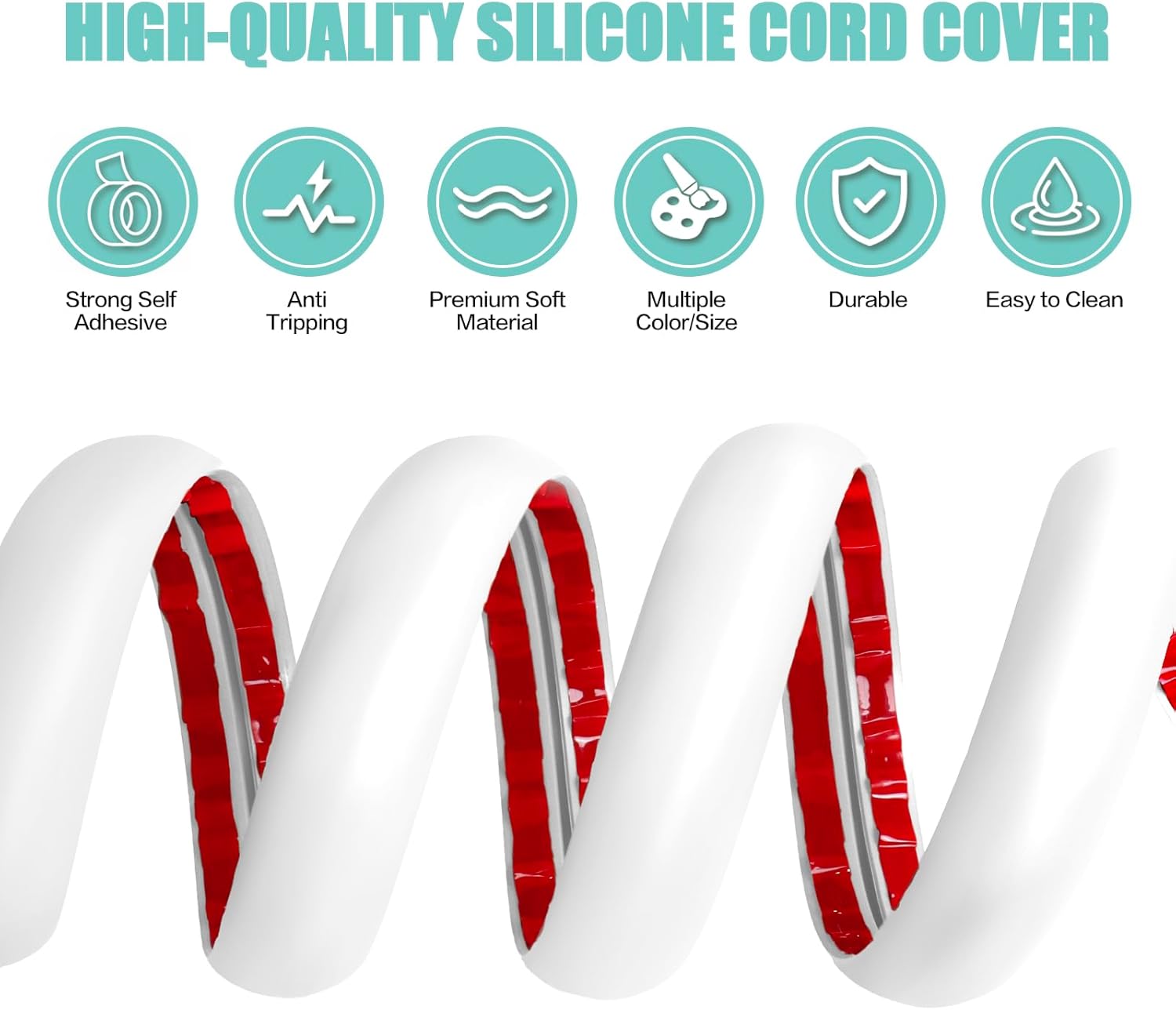 Floor Cord Cover Self Adhesive Cord Hider,3.3FT Cable Management, Extension Strip Protector for Wires, Prevent Cable Trips for Offices, Gyms, Exhibitions Cavity:0.47"(W) x 0.35"(H) White