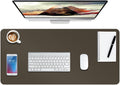 Boutilon Leather Desk Pad Protector,Non-Slip Mouse Pad,Laptop Desk Pad,Office Mouse Mat,Waterproof Leather Desk Blotter,Desk Writing Pad for Office and Home (M-Coffee,30"x14")