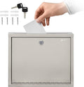 Adir Metal Suggestion Box with Lock and Slot, Wall Mount Deposit Box for Payments and Checks, Office Mail Box for Employees, Mailbox for House, Safe Drop Box with Keys - 3x10x12 Inch Beige