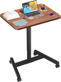28-Inch Mobile Standing Desk Adjustable Height, Portable Standing Desk with Lockable Wheels, Rolling Table for Home Office Classroom Hospital (Walnut)