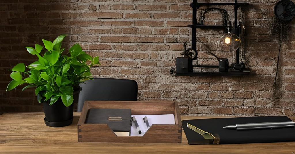 Wood Letter-Size Tray for Office Desktop Organizer - Wooden Front-Load Documents Tray for Mail, Paper, File, Magazine, Pen,Notebook Storage Paper Holder Trays Dark(DGTU-DK)