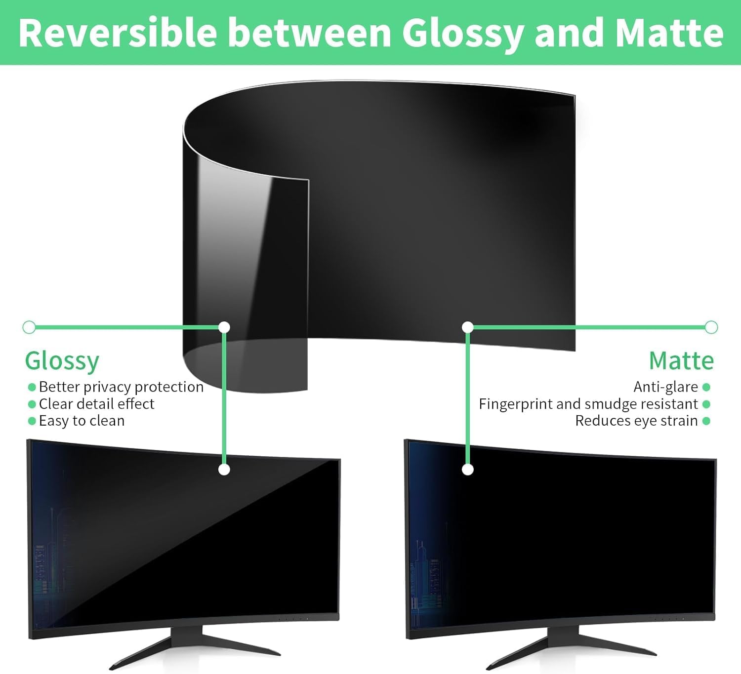 32 Inch Curved Computer Privacy Screen Filter for 16:9 Widescreen Computer Monitor Computer Screen Protector Computer Screen Privacy Shield Anti Glare and Blue Light