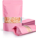 FireKylin 100 Pack Smell Proof Bags 4.7" x 7.9", Resealable Bags with Matte Window, Foil Pouch Stand Up Sealable Bags for Packaging（Pink）