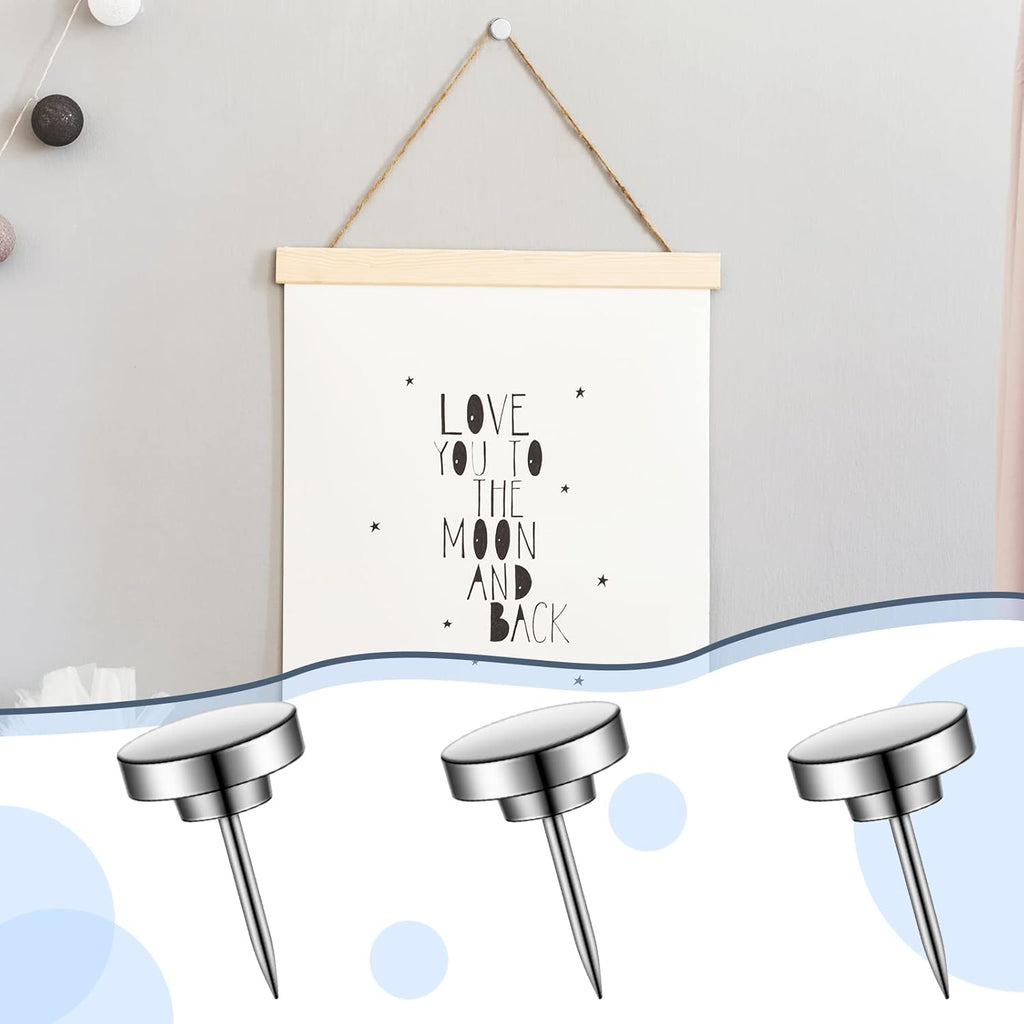 30 Pieces Push Pins, Metal Thumb Tacks for Picture Photo Hanging, Wall Pins for Board Posters Bulletin Maps, Wall Tack for Office Home Decorative