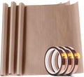 3 Pack PTFE Teflon Sheet 12 x 16" and 3 Rolls 10mm X 33m Heat Resistant Sublimation Thermal Tape for Heat Press Transfer,Non Stick Paper Reusable Craft Mat,Protects Iron,for Machines
