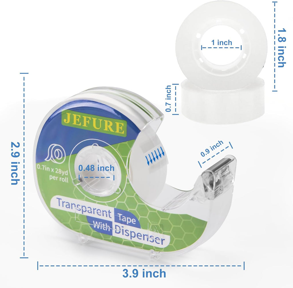 18 Pcs Transparent Tape with Dispenser, 0.7 x 1000 in Clear Tape Rolls Bulk, Office Tape Refills for Desk, Craft, and Gift Wrapping