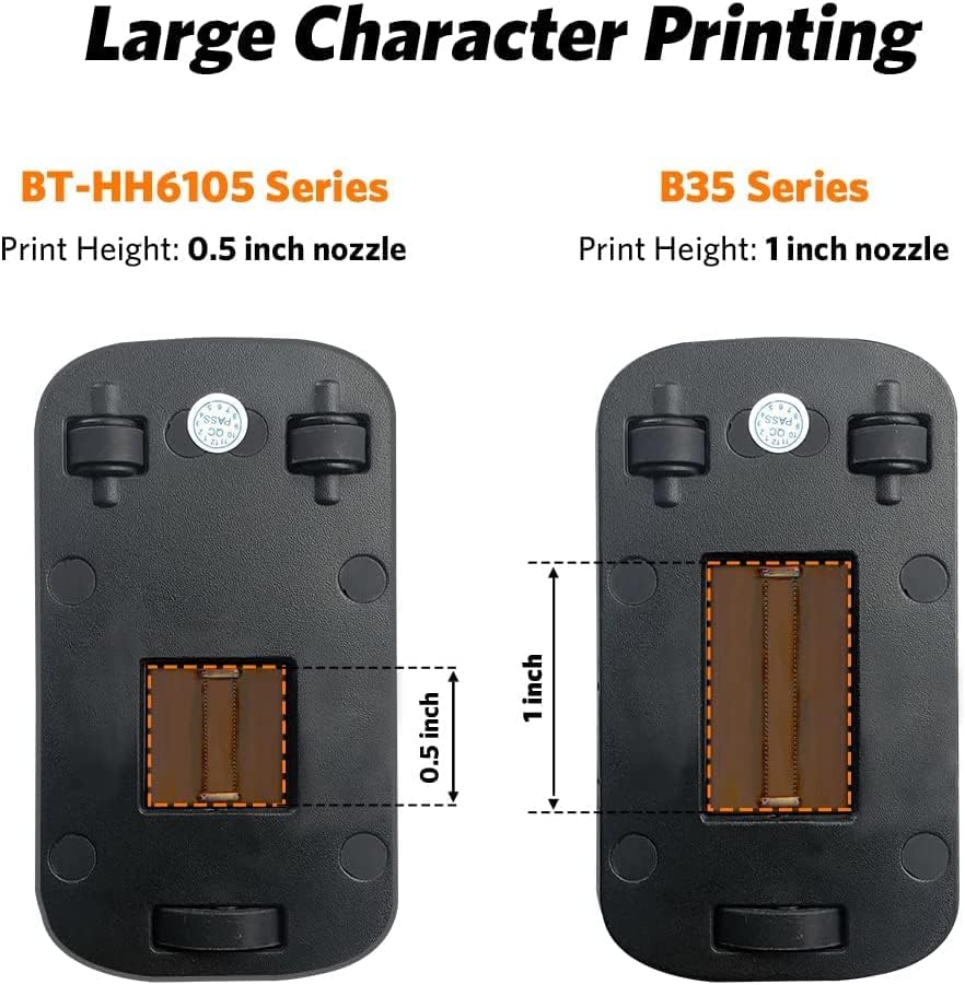 Handheld Inkjet Printer with LED Touch Screen for Code Date QR Logo Text Serial on Wood, Metal,Plastic,Pipe, Fabric,Cement, Leather and Glass Surface(Support 17 Language) (1inch/B35)