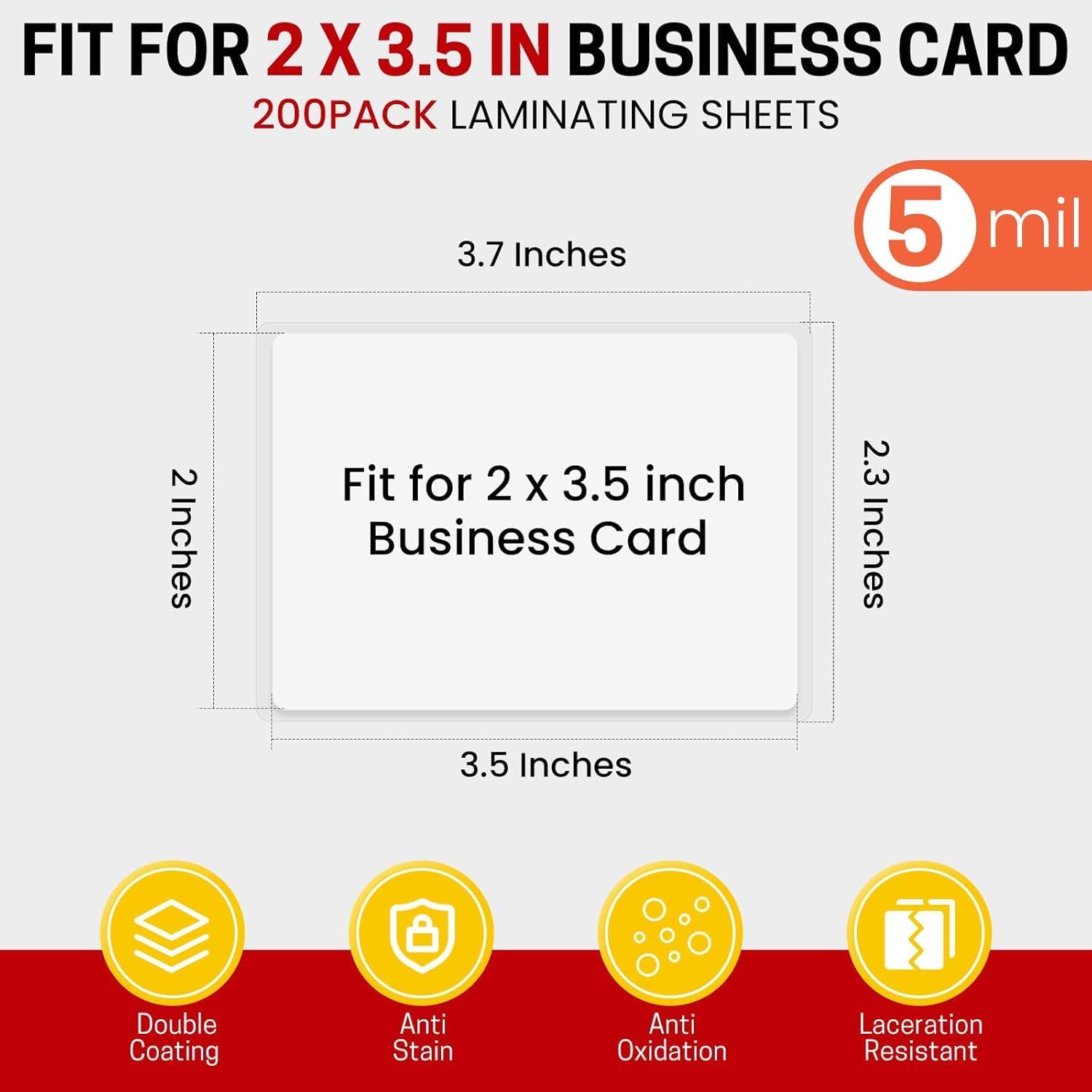 CAREGY 500 Count Thermal Laminating Pouches,5Mil,Hold 2 x 3.5 inch Business Card Laminate Pouches for Laminator, Clear Lamination Paper Protection 2.3 x 3.7 inch, Round Corner, Home & Office