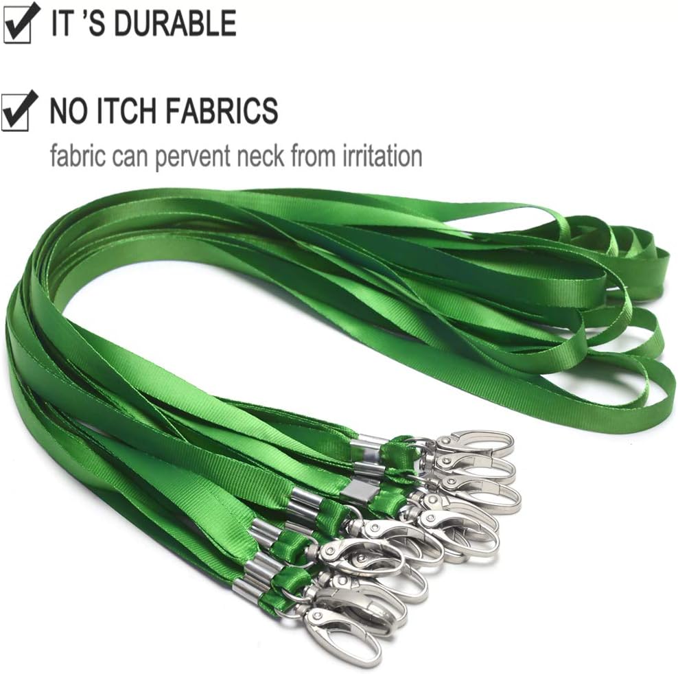 10 Pcs Lanyards Green Lanyard for Id Badges Nylon Lanyard Bulk Clip Swivel Hook for Office Id Badges Key Chains (Green)