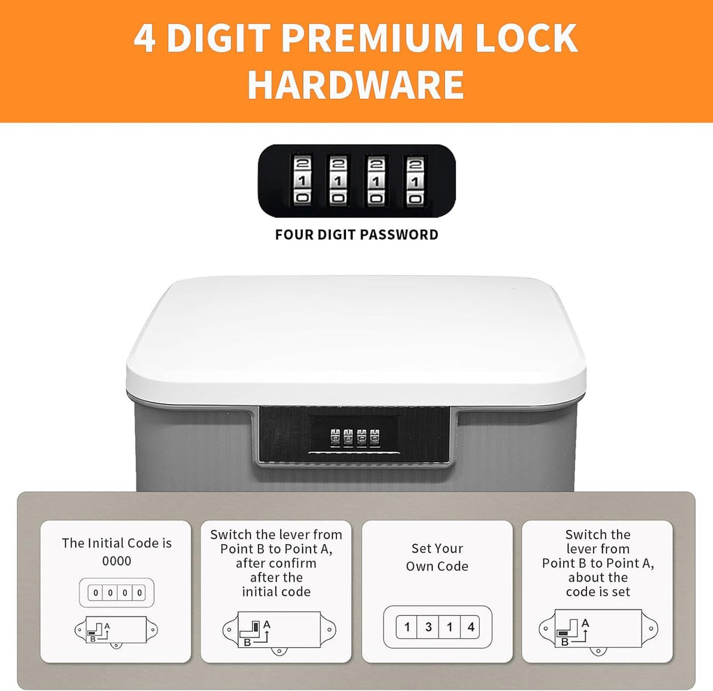 Lockable Storage Container Bin 2.3Gallon / 9L, 2 Layer Combination Lock Box Medicine Case Container for Personal Private Items, Medicines, Food, Snacks, Locking Cell Phone Smart Device Jail (Gray)