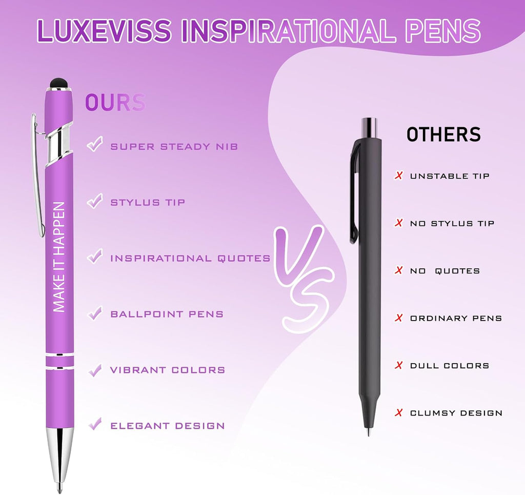 10 Pcs Inspirational Pens Bulk - Motivational Ink Ballpoint Pen with Quotes Stylus Tip Nurse Gifts for School Coworkers Office Supplies Black Ink