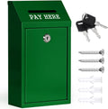 Metal Donation Box Collection Safe Suggestion Box with Lock Wall Mounted Mailbox Delivery Ballot Case Key Drop Case for Home Office Outdoor Door (Green, 10.24 x 5.71 x 2.95 Inch)