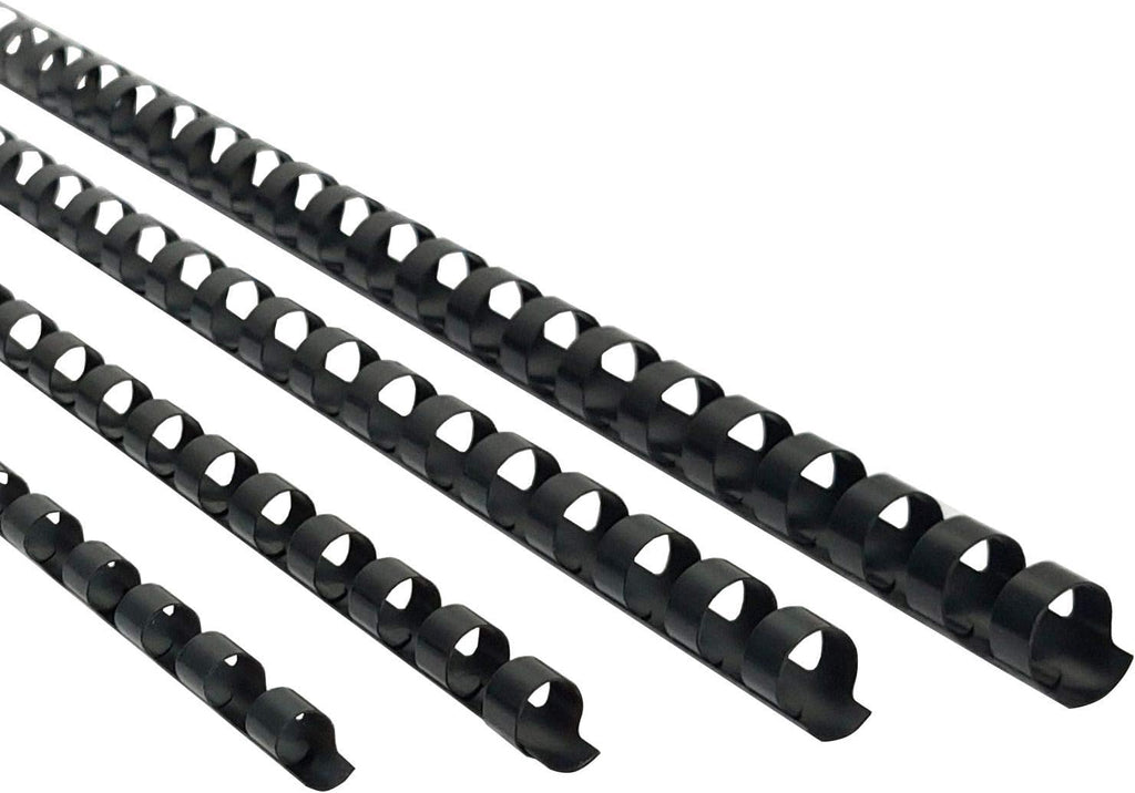 Rayson CR681012-BK Plastic Comb Binding Ring, 1/4in,5/16in,3/8in,1/2in, 19-Ring Letter Size, Black Comb Spines, Multi-Size Pack of 100